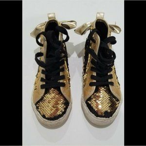 Jojo Siwa Black and Gold Sneakers Hi Tops Shoes